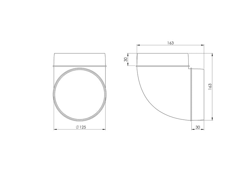 Ventiliacijos alkūnė EUROPLAST AL125-90, D125 90°
