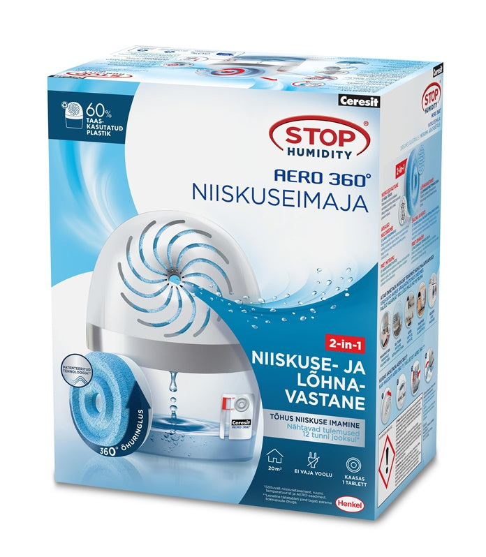 Drėgmės, blogų kvapų Aero 360° baltas rinktuvas, iki 20 m²