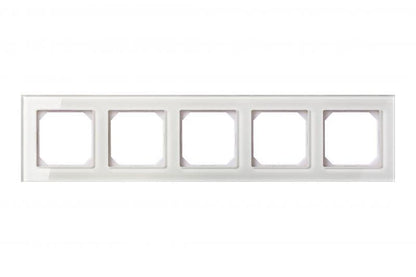 Five-gang frame LIREGUS EPSILON, glossy white glass