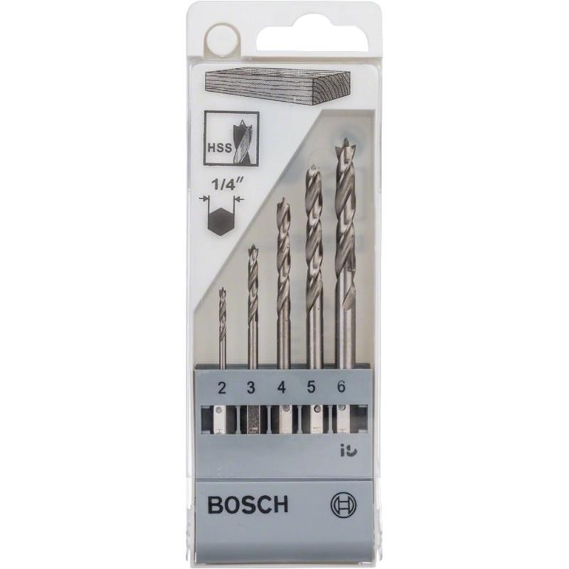 Medienos grąžtų komplektas Bosch, 2-6 mm, 5 vnt