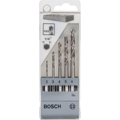 Medienos grąžtų komplektas Bosch, 2-6 mm, 5 vnt