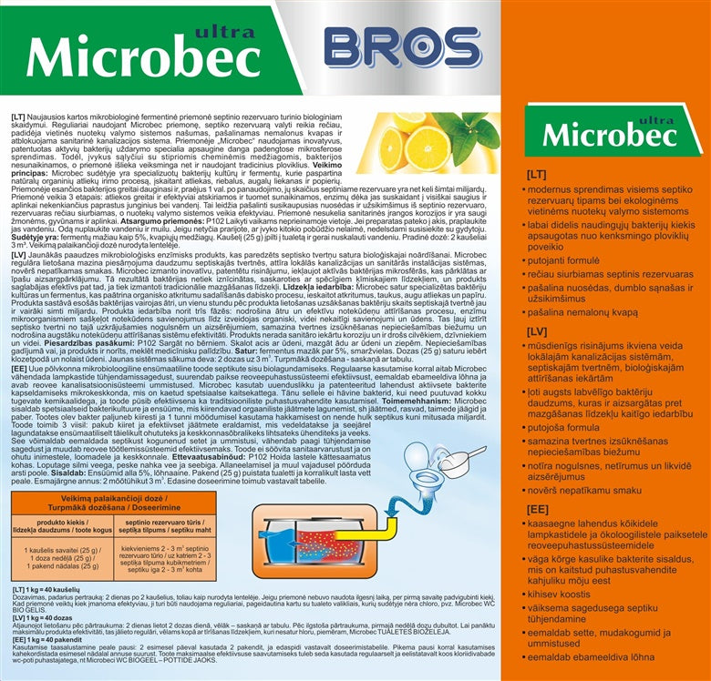 Priemonė nuotekų duobėms Bros Microbec, 1 kg