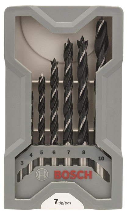 Medienos grąžtų komplektas Bosch, 3-10 mm, 7 vnt