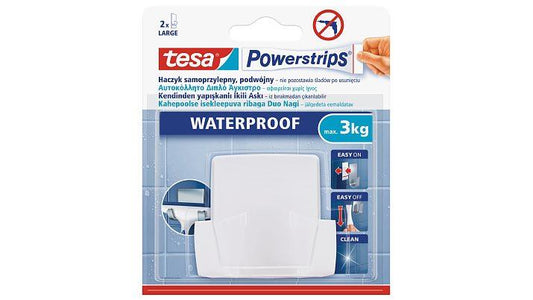 Power-Strips Double Hook, Waterproof, White