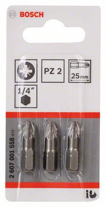 Groty wkrętakowe Bosch Extra Hard PZ2, 25 mm, 3 szt.