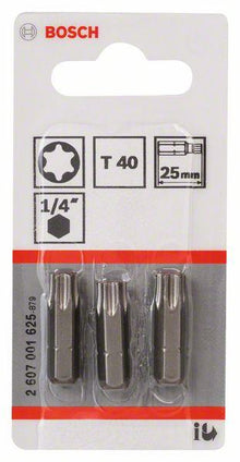 Bosch Extra Hard Screwdriver Bits T40, 25 mm, 3 pcs