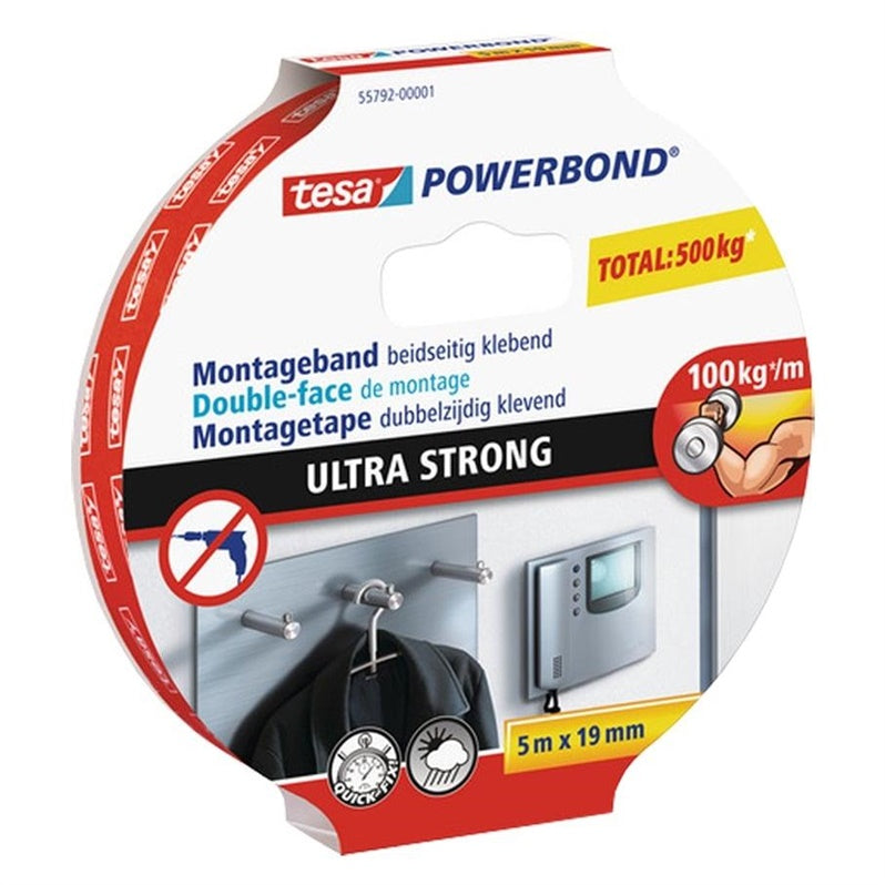 Tesa Ultra Strong Double-Sided Tape 5m x 19mm, white