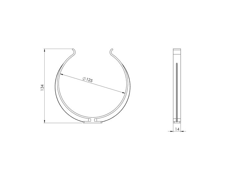 Duct holder EUROPLAST AZ125, D125, 2 pcs.