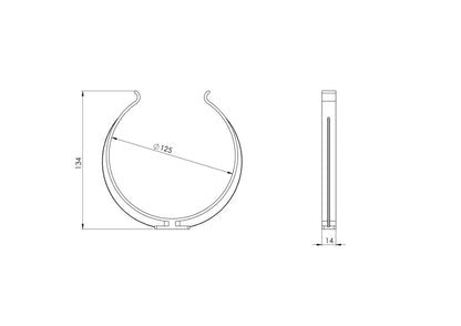 Duct holder EUROPLAST AZ125, D125, 2 pcs.