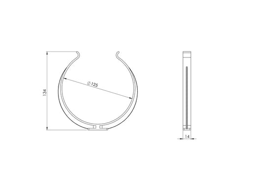 Duct holder EUROPLAST AZ125, D125, 2 pcs.