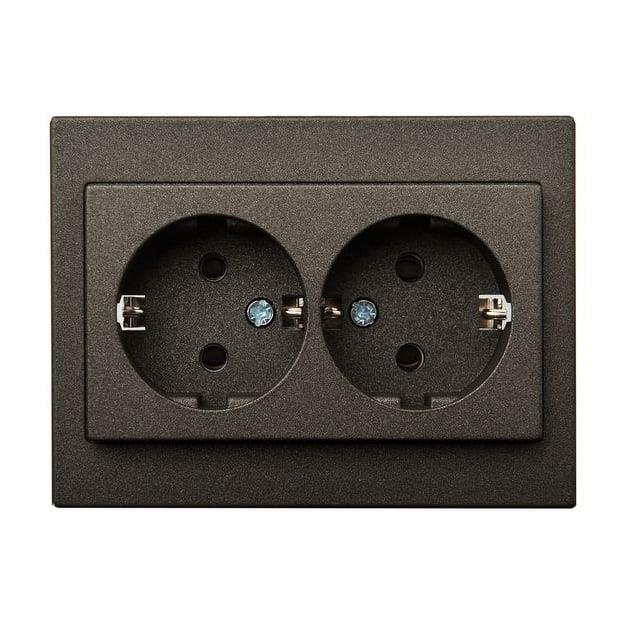 Podwójne gniazdo wtykowe LIREGUS EPSILON, czarne