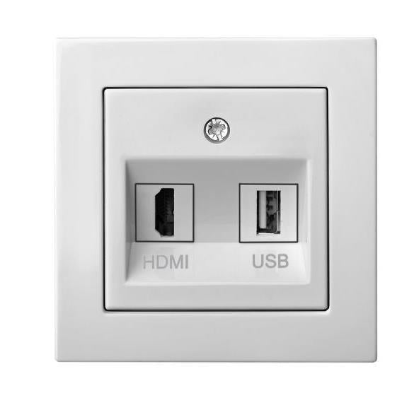 Lizdas HDMI+USB LIREGUS EPSILON, baltos spalvos