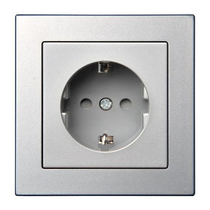 Socket outlet LIREGUS EPSILON, earthed, metal color