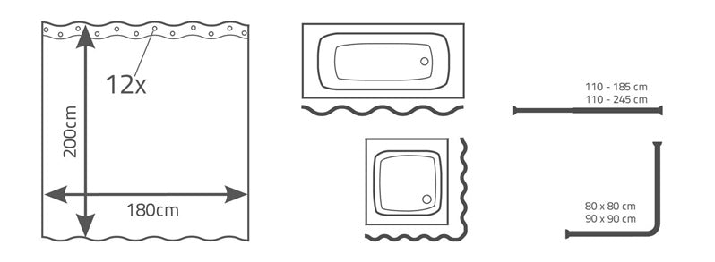Shower Curtain RIDDER FALLIN 303205, 200×180 cm