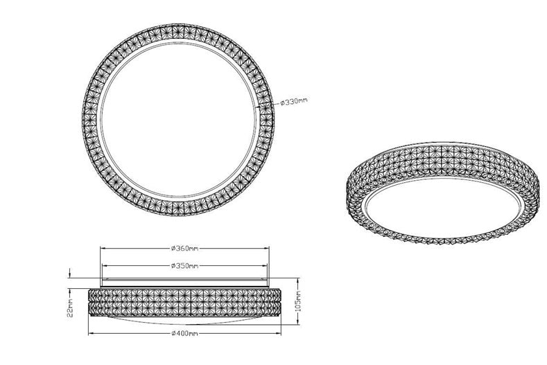 Šviestuvas plafonas Reality, LED, 21W, 3000K, 2200lm, Ø39