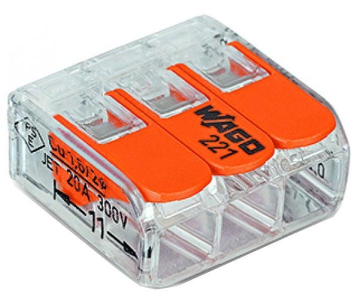 Złączka instalacyjna Wago 221-413, 3 x 0,2–4 mm², 450 V, 20 szt.