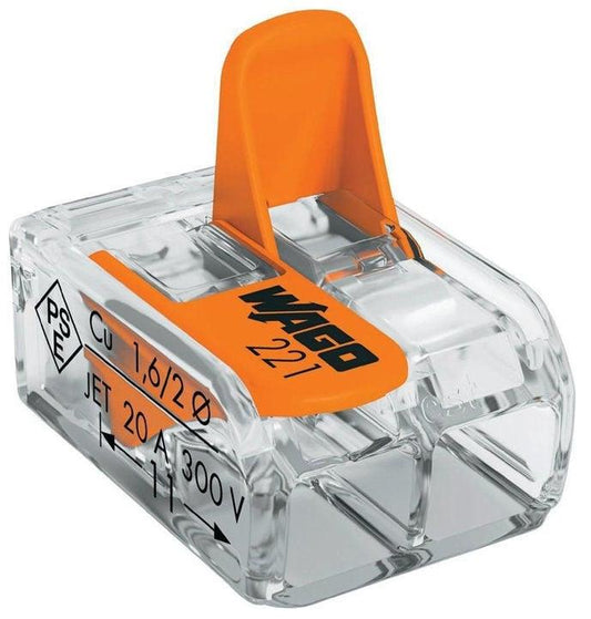 Wago 221-412/20 connector, 2 x 0.2–4 mm², 450 V, 20 pcs.