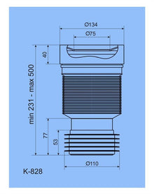 Zestaw odpływowy do WC Ani Plast K828, Ø 110/134 mm
