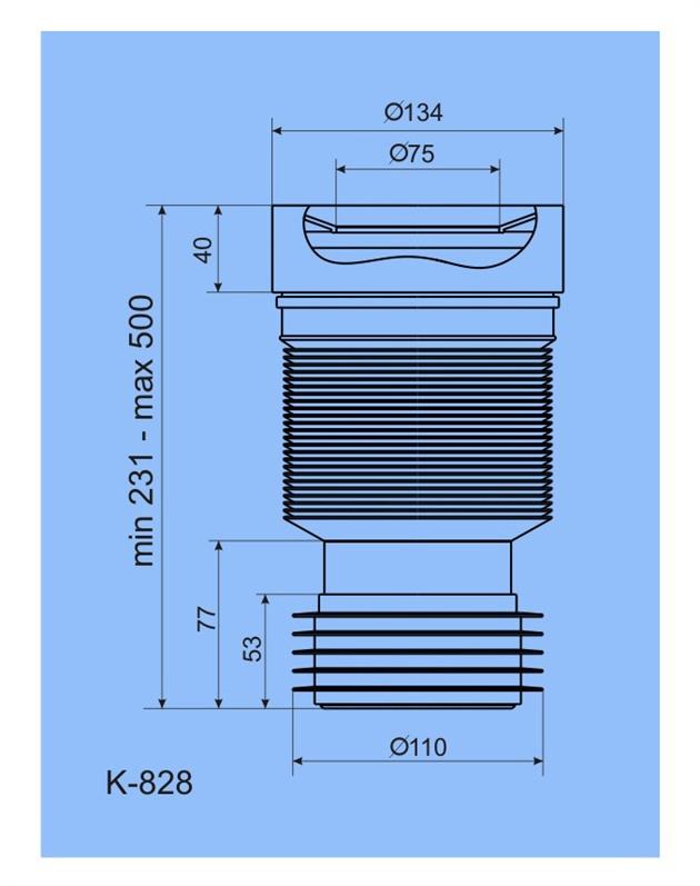 Zestaw odpływowy do WC Ani Plast K828, Ø 110/134 mm