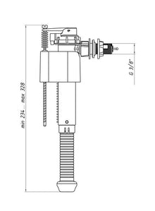 WC valve Aniplast WC5030, side water inlet, 3/8"