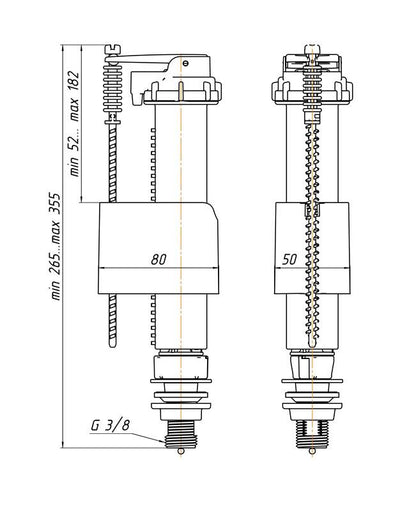 WC valve WC5530, bottom water inlet