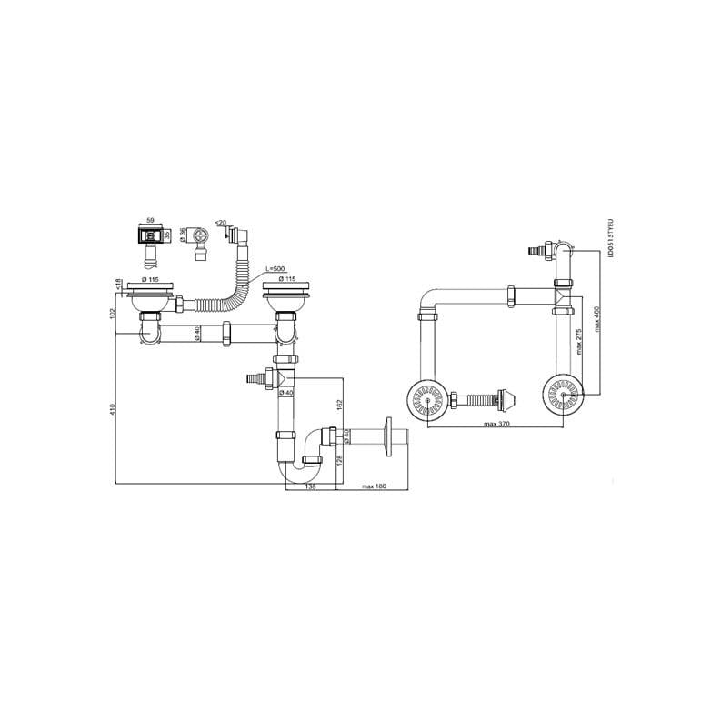 Syfon do zlewu dwukomorowego Aniplast LD0515