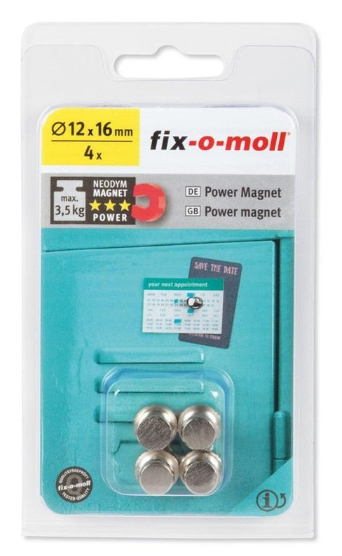 Magnesy Fix-O-Moll 3562820, 12 x 16 mm, 4 szt.