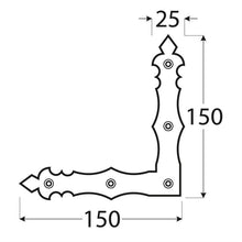Ozdobny narożnik 2.5cm x 15cm, malowany stop metalu czarny