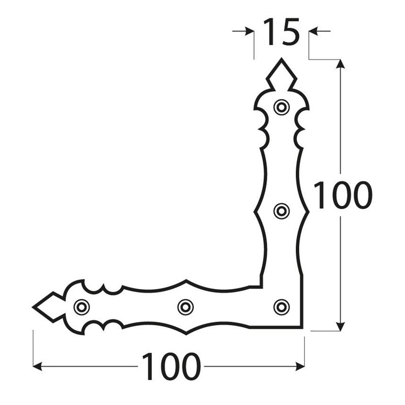 Ozdobny narożnik 1,5cm x 10cm, stop metalu malowany, czarny