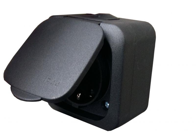 Socket LIREGUS HERMI, black, IP44