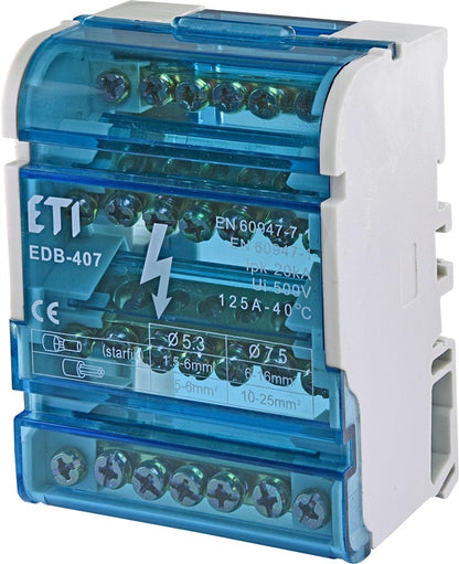 Sujungimo kaladėlė ETI EDB-407, 5 x 1,5-6 mm²;2 x 6-16 mm²