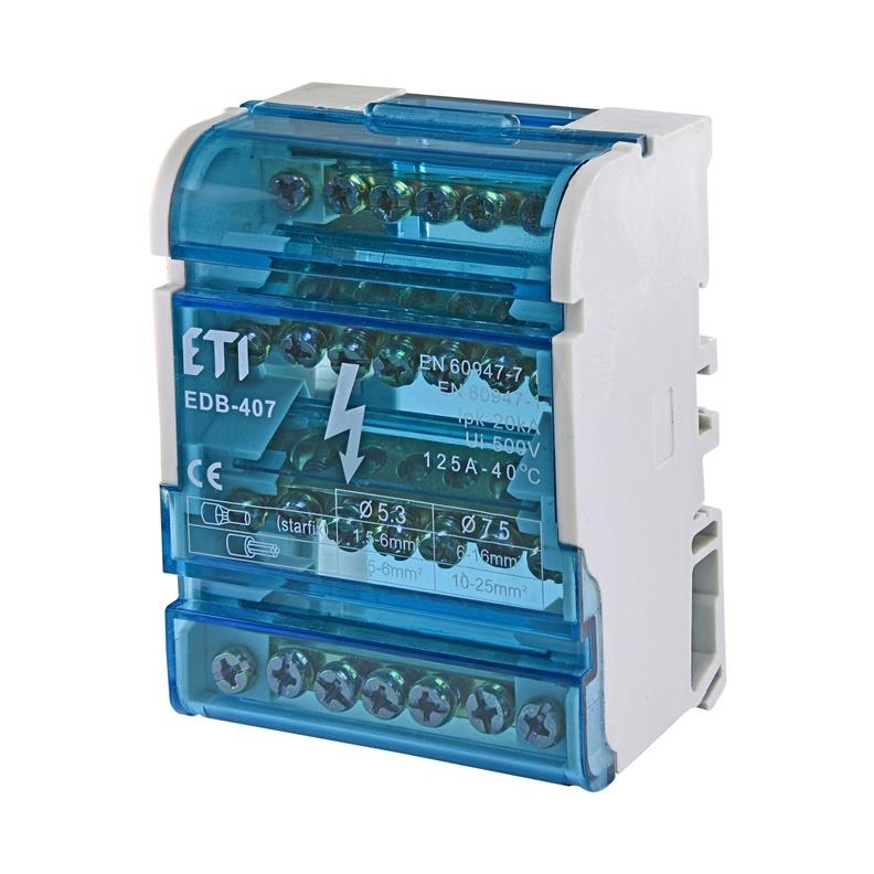 Złączka listwowa ETI EDB-407, 5 x 1,5-6 mm²; 2 x 6-16 mm²
