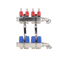 Manifold with flow meters. 1 IN x 3/4 IN, 10 loops