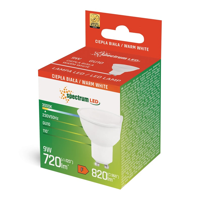 LED lemputė GU10 9W 720LM 3000K 110°