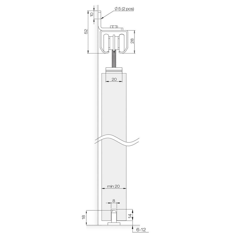 Set Helaform20705/75/JR,for sliding interior doors,2 m