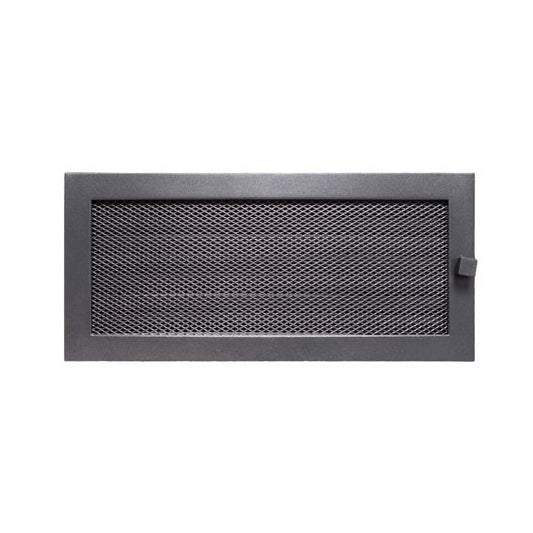Pilkos HEARTH židinio grotelės 170 × 370 mm su žaliuzėmis