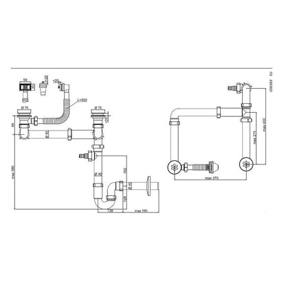 Syfon do podwójnego zlewu Aniplast LD0505PL, 1 1/2 x 40
