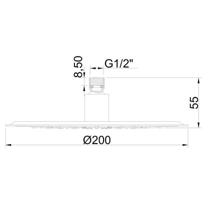 Invena Fixed Shower Head Eco Oxy Exe, Ø200 mm