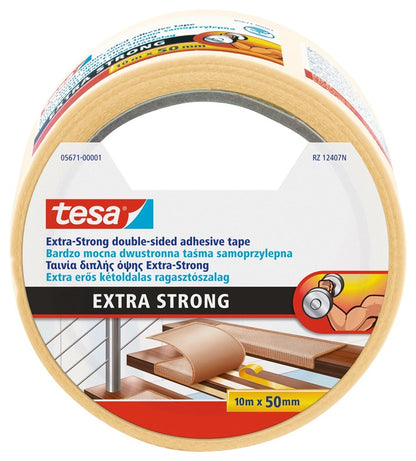 Dvipusė lipni juosta Tesa Extra Strong, 10 m x 50 mm