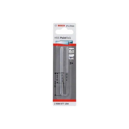 Bosch Pointteq metal drill bit, 1.5x40 mm, 2 pcs