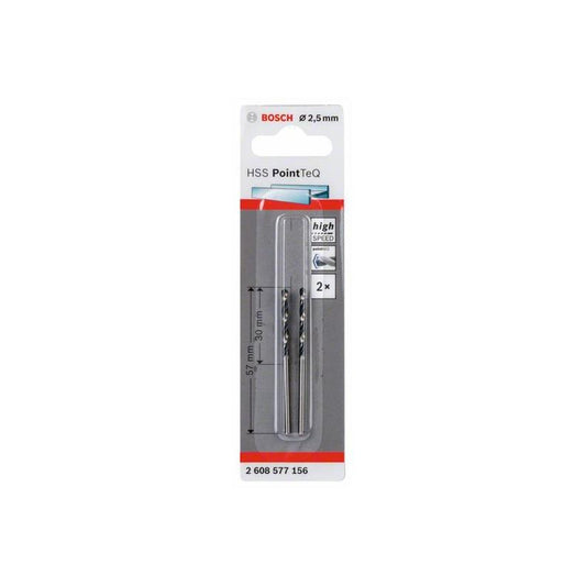 Bosch Pointteq metal drill bit, 2.5x57 mm, 2 pcs