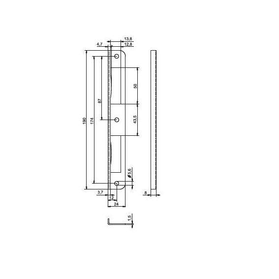 Strike plate Lob RK93, galvanized