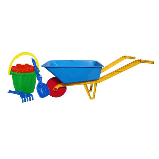 Toy wheelbarrow with accessories