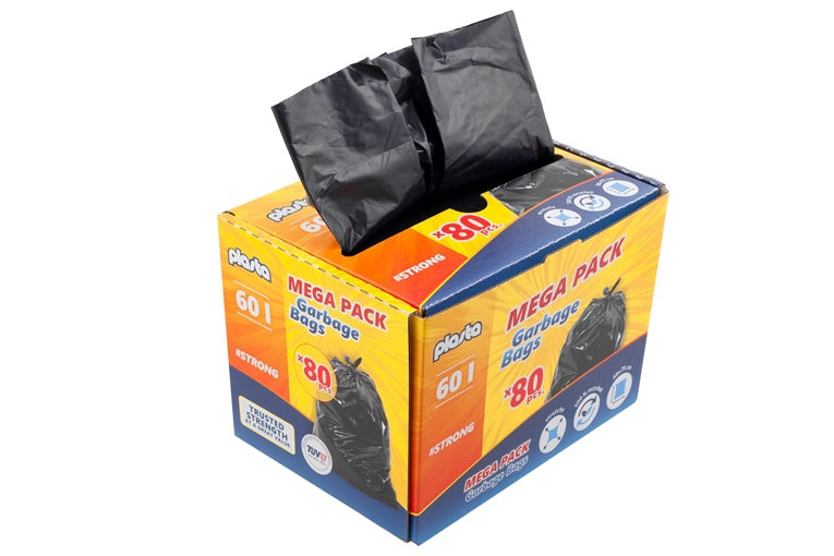 Šiukšlių maišai Plasta Mega Pack, 60 l, 80 vnt., 25MK