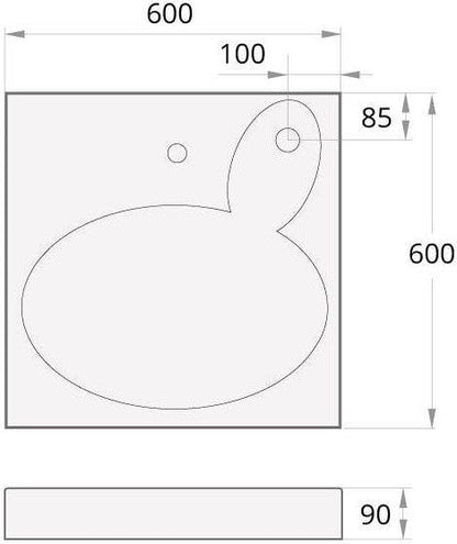 Washbasin over washing machine PAA CLARO, 600×600 mm