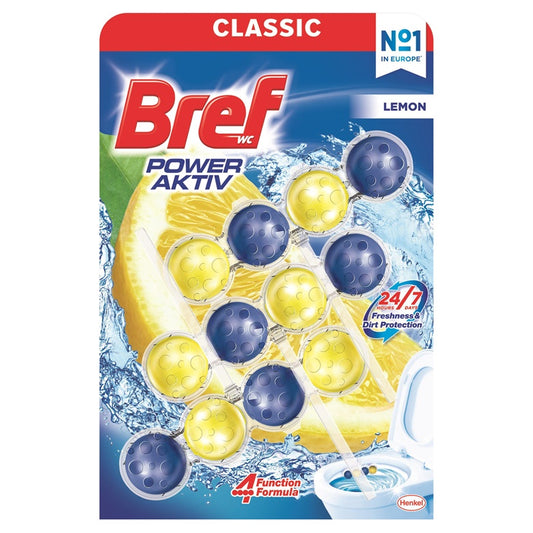 Środek do czyszczenia/odświeżania toalet BREF POWER AKTIV CYTRYNA, 3×50 g