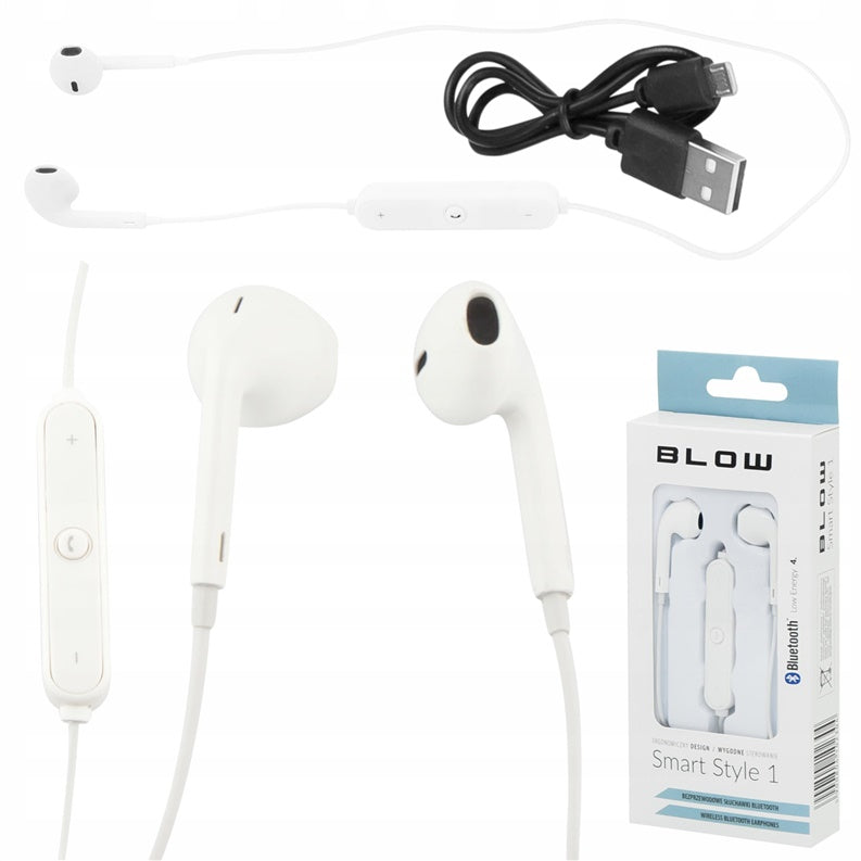 Belaidės ausinės su mikrofonu Blow, baltos