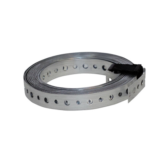 Fixing strip, perforated, 25 x 1 mm, 10 m, 2 holes