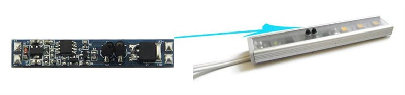 LED strip controller for mounting in PROF-DIM-IR2/BL profile