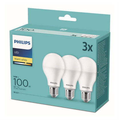 Lemputės Philips LED, A67, E27, 14W, 1521lm, 2700K, 3 vnt.